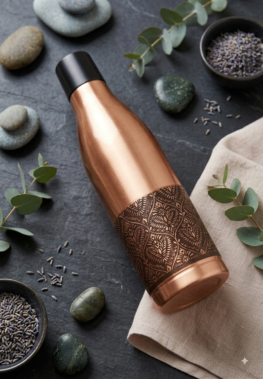 Shivara Premium Pure Copper Bottle 950 ml | Handcrafted Heritage Design