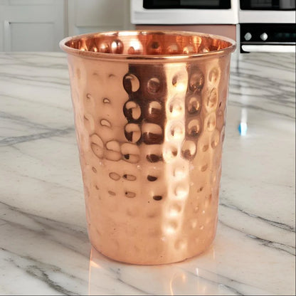 Shivara Pure Copper Hammered Tumbler Glass – Set of 2 | 300ml