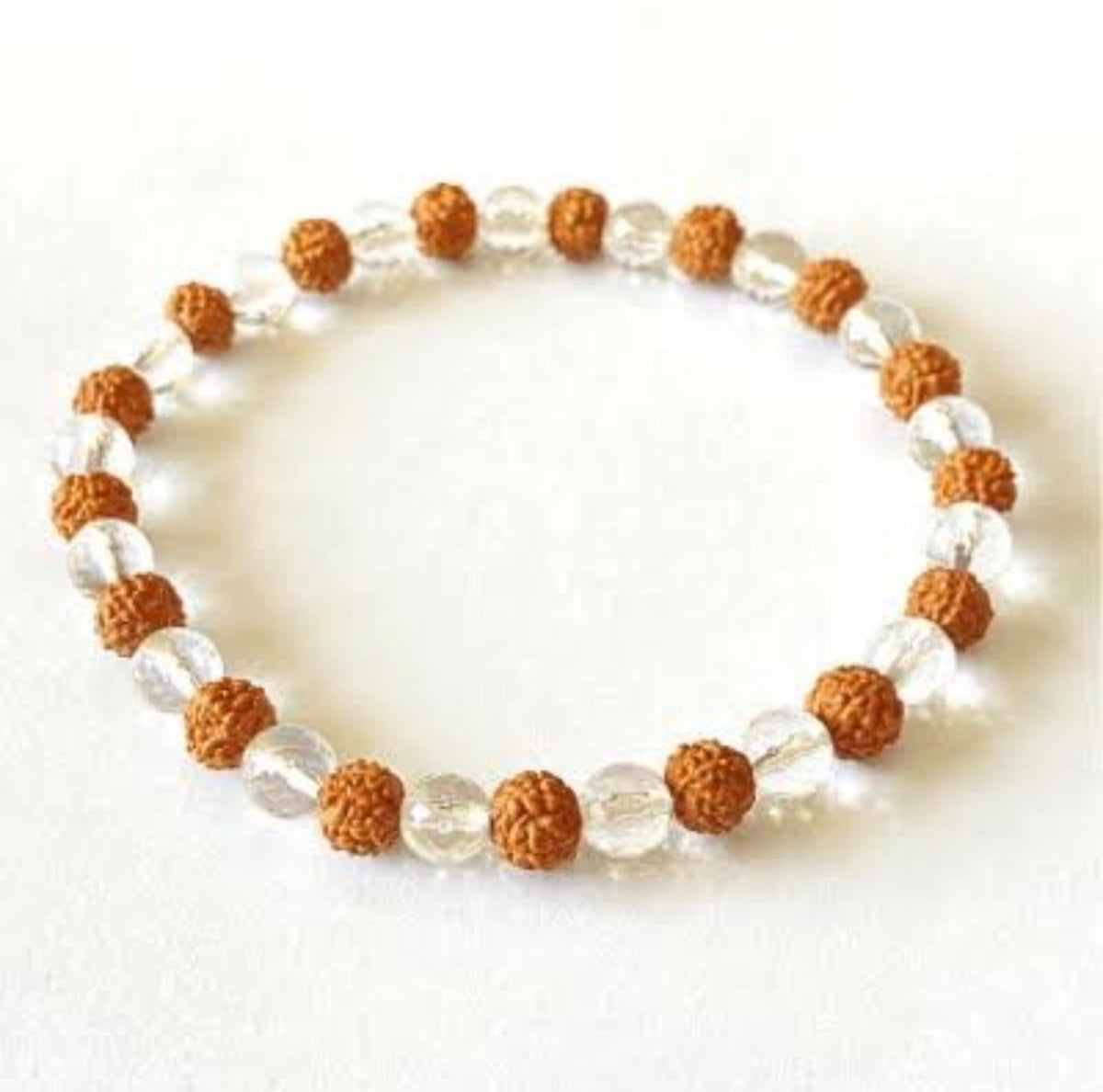 Citrine Crystal & 7 Mukhi Rudraksha Bracelet Combo | Natural Citrine, Rudraksha & Crystal Beads
