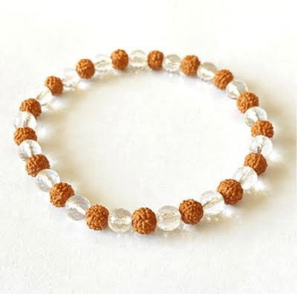 Citrine Crystal & 7 Mukhi Rudraksha Bracelet Combo | Natural Citrine, Rudraksha & Crystal Beads