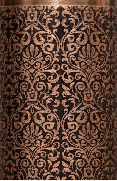 Shivara Premium Copper Water Bottle 1000 ml | Antique Etching Design