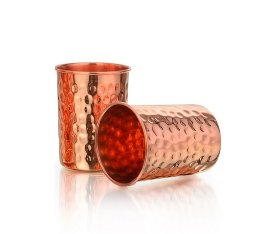 Shivara Pure Copper Hammered Tumbler Glass – Set of 2 | 300ml