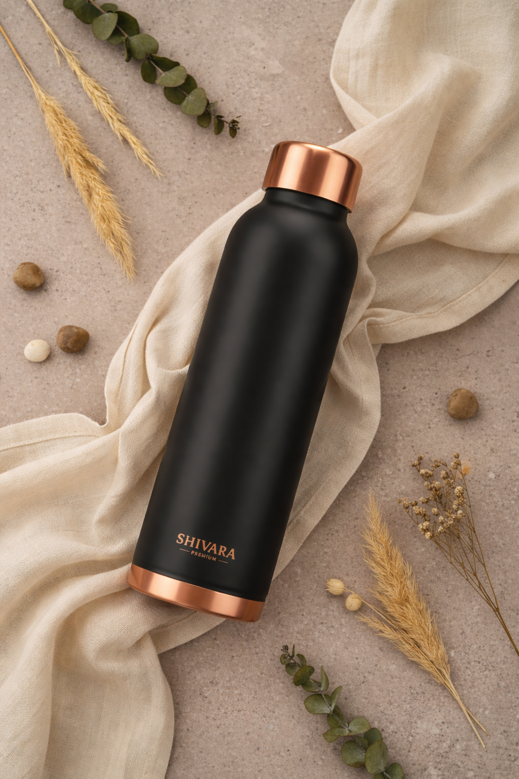 Shivara Oreo Copper Water Bottle | Black Design bottle