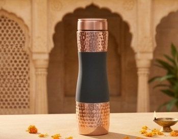 Shivara Premium Copper Water Bottle Set of 3 | Hammered Finish