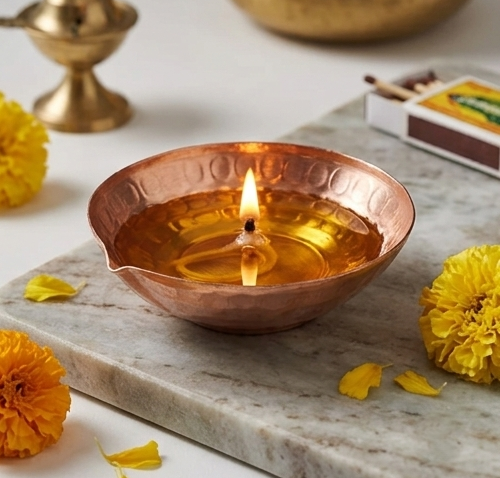 Shivara Premium Copper Handcrafted Diya | Set of 2