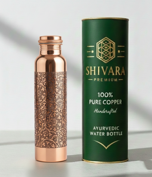 Shivara Copper Water Bottle | Etching Design