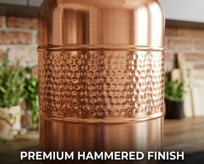 Shivara Premium Half Hammered Pure Copper Water Dispenser 5 Litre with 1 Glass & Stand