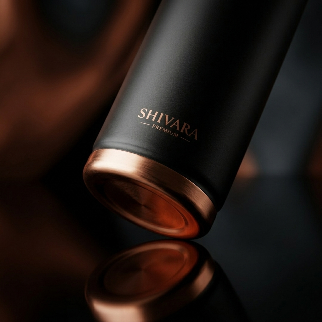 Shivara Oreo Copper Water Bottle | Black Design bottle