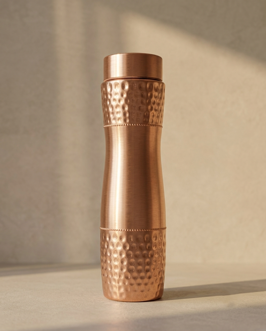 Shivara Premium Pure Copper Water Bottle 1000 ml | Hammered Design