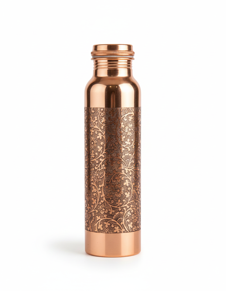 Shivara Copper Water Bottle | Etching Design