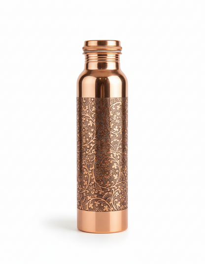 Shivara Copper Water Bottle | Etching Design
