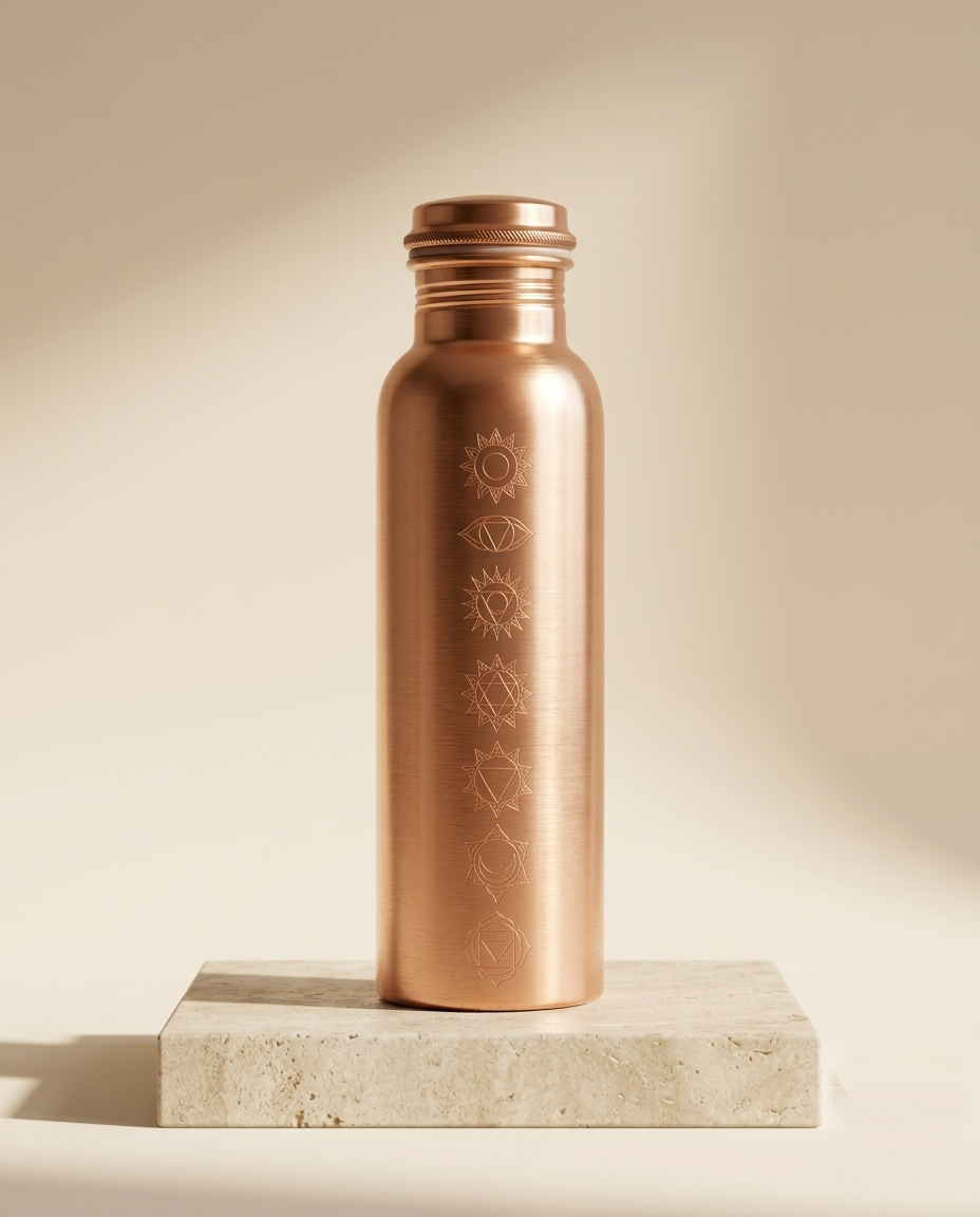 Shivara Premium 7 Chakra Pure Copper Water Bottle 1000 ml