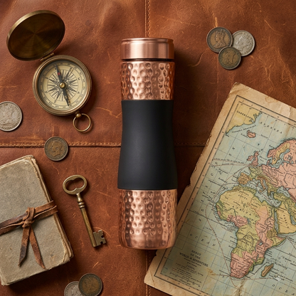 Shivara Premium Copper Water Bottle Set of 4 | Hammered Finish