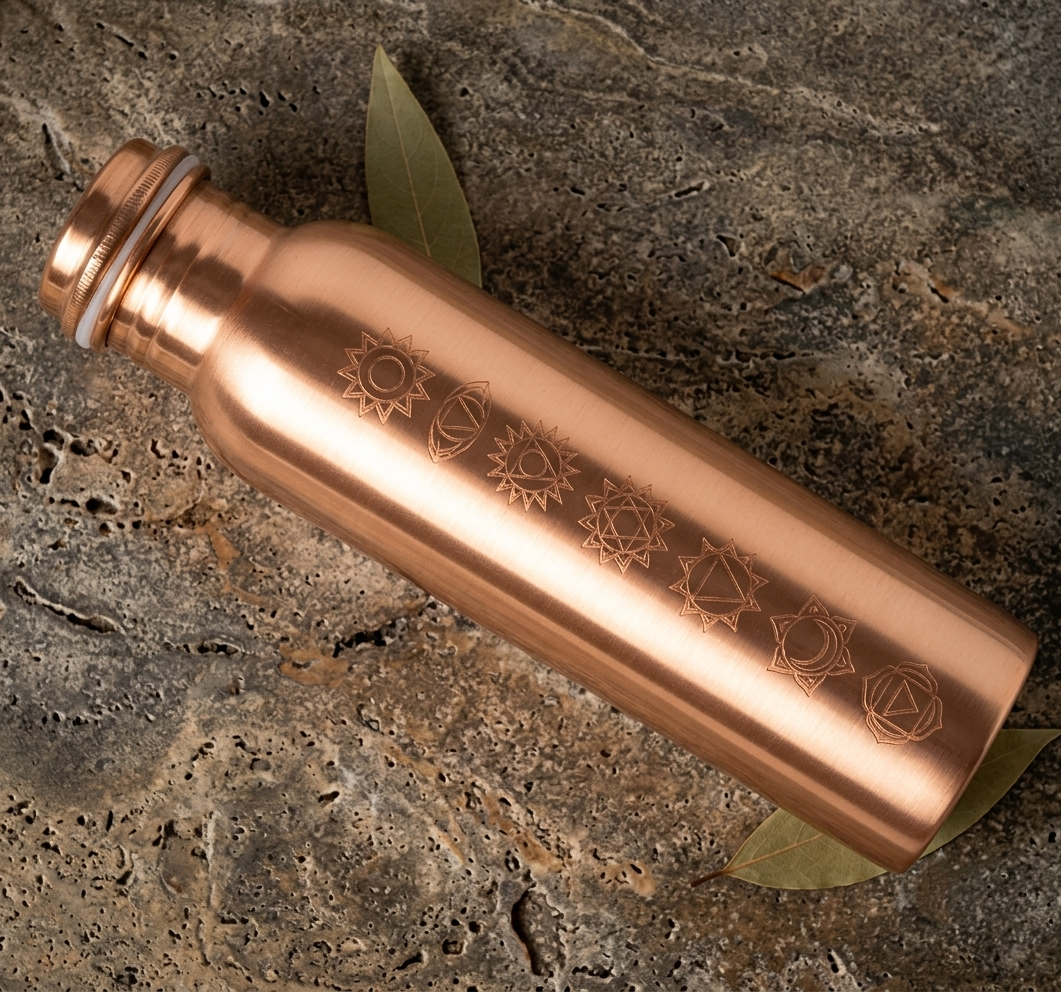 Shivara Premium 7 Chakra Pure Copper Water Bottle 1000 ml
