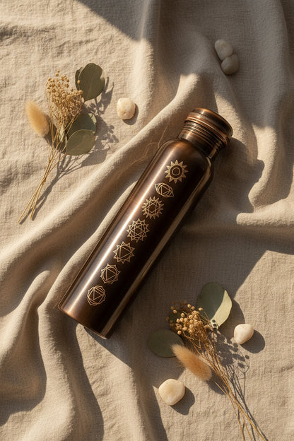 Shivara - Copper Water Bottle 34OZ/ 1L | 7 Chakra Handcrafted
