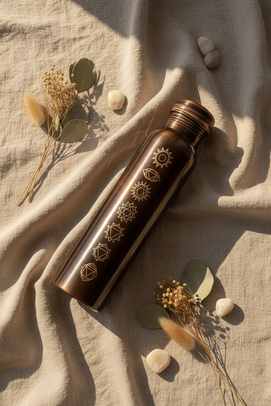 Shivara - Copper Water Bottle 34OZ/ 1L | 7 Chakra Handcrafted