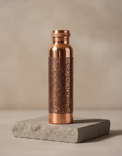 Shivara Copper Water Bottle | Etching Design