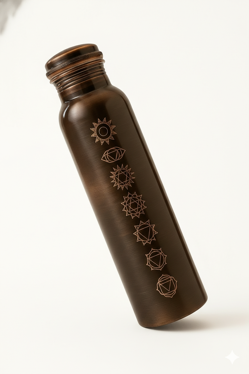 Shivara - Copper Water Bottle 34OZ/ 1L | 7 Chakra Handcrafted
