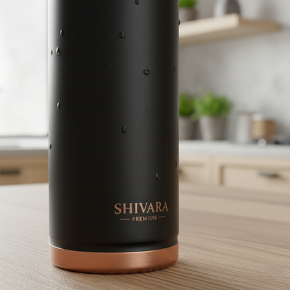Shivara Oreo Copper Water Bottle | Black Design bottle