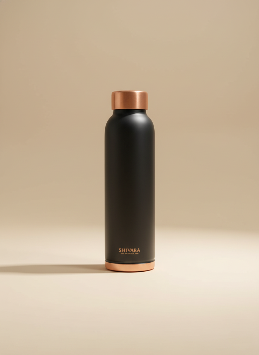 Shivara Oreo Copper Water Bottle | Black Design bottle