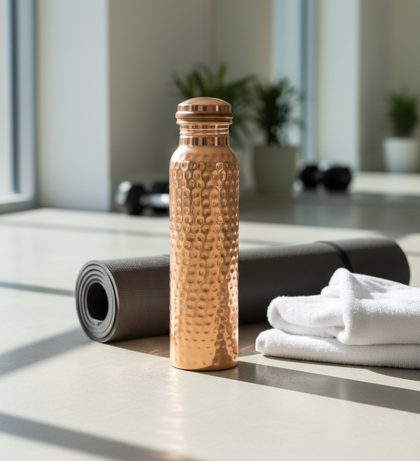 Shivara Copper Water Bottle | Handcrafted Hammered Design