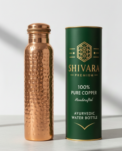 Shivara Copper Water Bottle | Handcrafted Hammered Design
