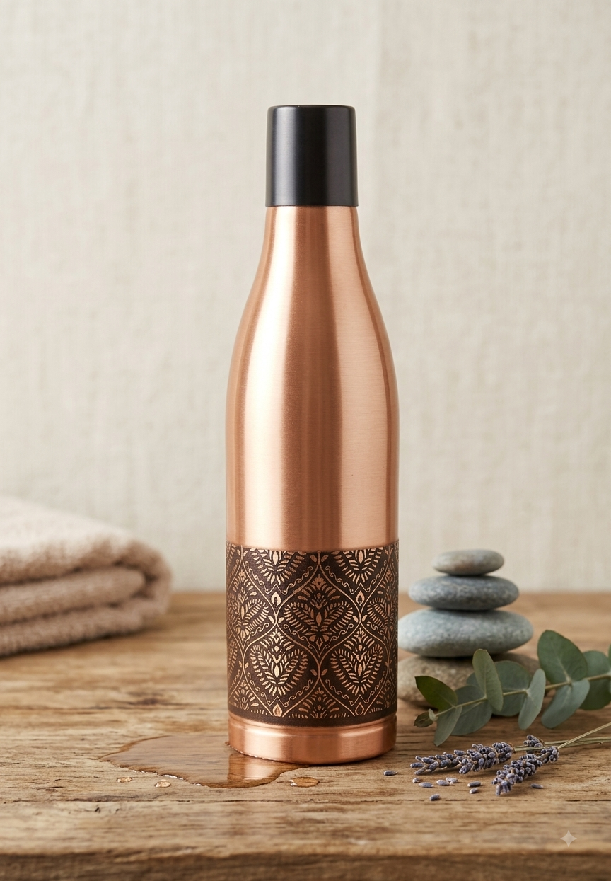Shivara Premium Pure Copper Bottle 950 ml | Handcrafted Heritage Design