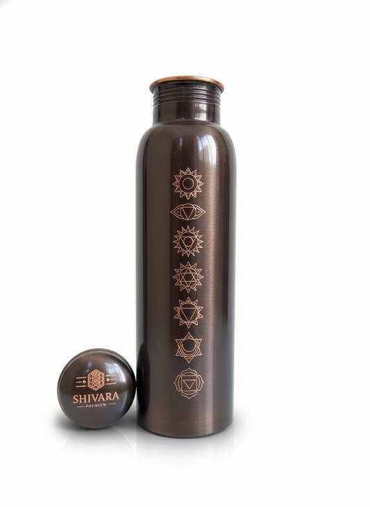 Shivara - Copper Water Bottle 34OZ/ 1L | 7 Chakra Handcrafted