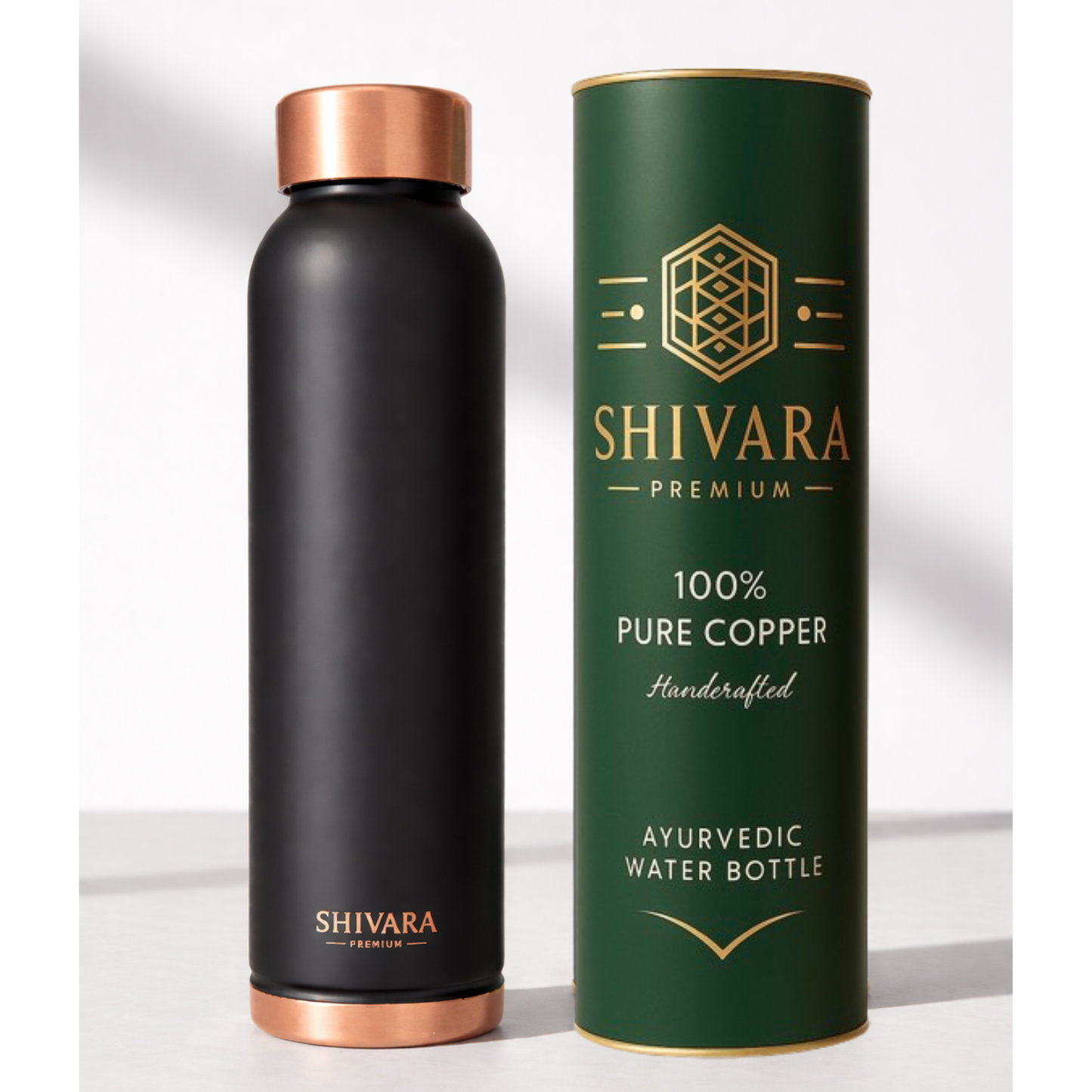 Shivara Oreo Copper Water Bottle | Black Design bottle